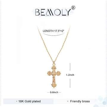 Befettly Cross Pendant Necklaces For Women Dainty Handmade 18k Plated Gold Chain Necklace Simple Coin CZ Triangle Jewelry Choker