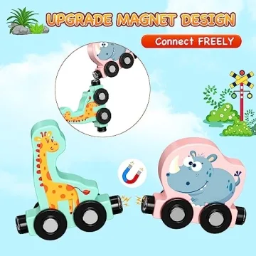 Magnetic Wooden Animals Train Set for Toddlers
