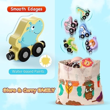 Magnetic Wooden Animals Train Set for Toddlers