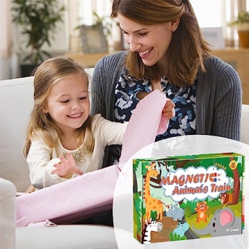 Magnetic Wooden Animals Train Set for Toddlers