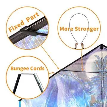 Dragon Kite for Kids Adults, Easy to Fly Best Delta Beach Kite, 300ft Kite String(Ice)