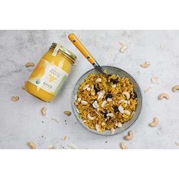 Spring Sunrise Organic Grass Fed Ghee Butter - USDA Certified Organic Clarified Butter - Paleo, Keto Friendly, Non-GMO, Gluten, & Casein Free Cooking Oil - Sustainably Sourced (32oz Jar)