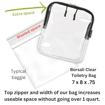 BORSALI TSA Approved Quart Size Toiletry Bag - 2 Pack