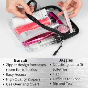 BORSALI TSA Approved Quart Size Toiletry Bag - 2 Pack