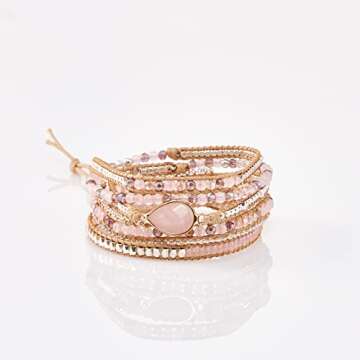 G2F DESIGN Bracelet for Women – Handmade Vegan Boho Natural Stone Layered Bracelet, Thailand Bohem...