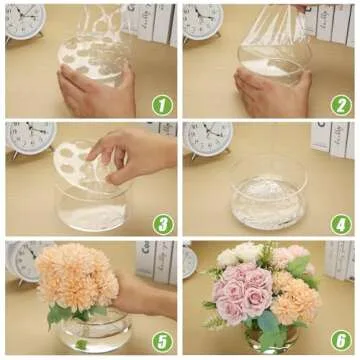 ToBeAce 4 Pcs Acrylic Flower Vase, Round Clear Acrylic Vases Floral Centerpiece for Dining Tables Wedding Centerpiece Table Decorations Low Flower Vases with 12 Holes for Party Wedding Birthday Decor