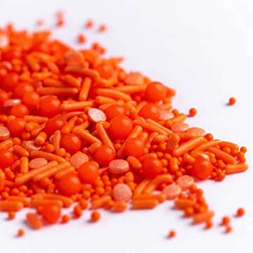 Sweets Indeed Sprinkles, Edible Sprinkle Mix, Perfect for Cake Decorations, Baking, Ice Cream, Cookies, Cupcake Topper, 6.25 ounces (Orange)
