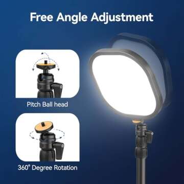 ULANZI K7 Streaming Video Conferencing Light with Stand C-Clamp, Brightness/Color Temperature Adjustable 15W Ring Light Key Light for Video Calls Zoom Meeting Home Office Monitor Webcam Light