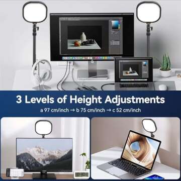 ULANZI K7 Streaming Video Conferencing Light with Stand C-Clamp, Brightness/Color Temperature Adjustable 15W Ring Light Key Light for Video Calls Zoom Meeting Home Office Monitor Webcam Light