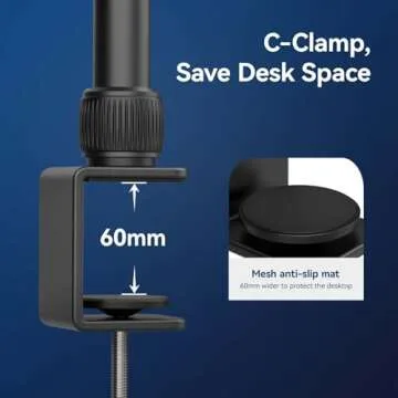 ULANZI K7 Streaming Video Conferencing Light with Stand C-Clamp, Brightness/Color Temperature Adjustable 15W Ring Light Key Light for Video Calls Zoom Meeting Home Office Monitor Webcam Light