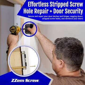 ZZem Screw 4-pk - #9x3-Permanent Door Hinge Repair Kit - Easy Stripped Screw Hole Repair - Reinforce...