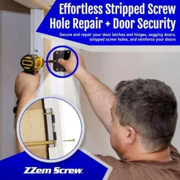ZZem Screw 4-pk - #9x3-Permanent Door Hinge Repair Kit - Easy Stripped Screw Hole Repair - Reinforce...