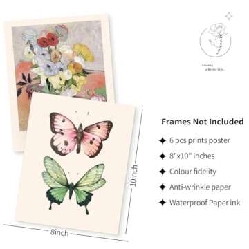 QIAOMICS Wall Art Prints Aesthetic,Flower Market Wall Art Prints for Bedroom,Monet&Van Gogh Wall Art Poster,Colorful Abstract Girls Room Decor Floral Drawing Posters for Livingroom Wall Decor