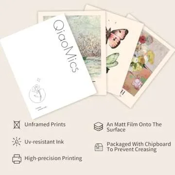 QIAOMICS Wall Art Prints Aesthetic,Flower Market Wall Art Prints for Bedroom,Monet&Van Gogh Wall Art Poster,Colorful Abstract Girls Room Decor Floral Drawing Posters for Livingroom Wall Decor