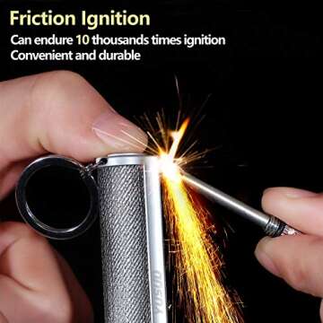 HUOWA YUSUD 2 Pack Permanent Match Infinity Lighter with Multitool Keychain, Reusable Waterproof Match Strike Anywhere, Forever Flint Fire Starter for Outdoor Survival Tool for men