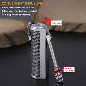 HUOWA YUSUD 2 Pack Permanent Match Infinity Lighter with Multitool Keychain, Reusable Waterproof Match Strike Anywhere, Forever Flint Fire Starter for Outdoor Survival Tool for men