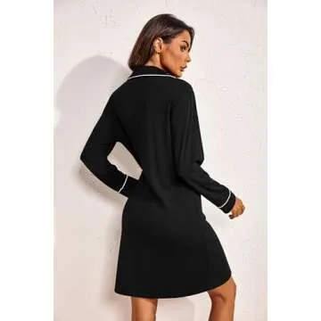 Ekouaer Women’s Long Sleeve Nightgown for Stylish Comfort