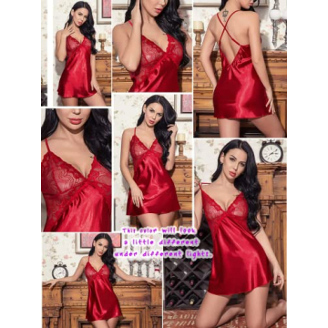 Avidlove Satin Nightgown Lingerie for Women - Red Satin Chemise