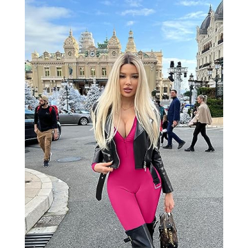 OQQ Women Ribbed Long Sleeve Yoga Jumpsuit