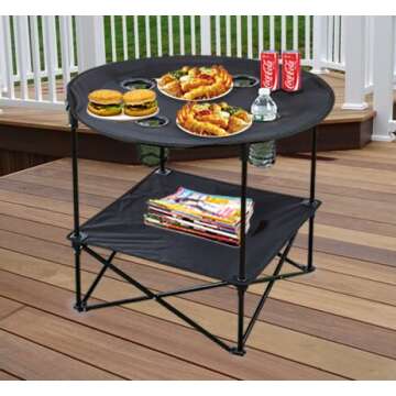 ATSENA FT-Black Camping Table – Compact and Easy to Carry for Outdoor Events