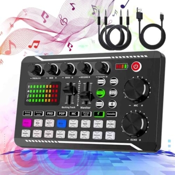 Live Sound Card F998: DJ Mixer Effects & Voice Changer for Streaming