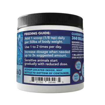 NUSENTIA Probiotics for Dogs -(360 Scoops)-Probiotic Miracle -Advanced, Species Specific Probiotics and Prebiotics to Stop Diarrhea, Loose Stool, and Yeast-Plus Immune Support
