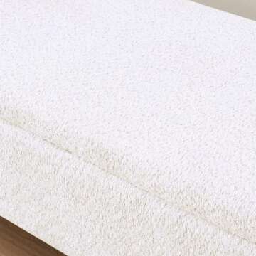 mikibama Oval Storage Benches End of Bed 47.24" Comfy Boucle Fabric Ottoman Bench Lift Top Long Bedroom Storage Ottoman Bench Window Seating Bench Footrest for Living Room Entryway (Cream White)