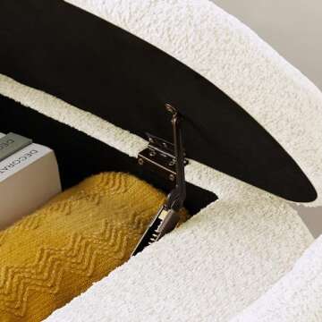 mikibama Oval Storage Benches End of Bed 47.24" Comfy Boucle Fabric Ottoman Bench Lift Top Long Bedroom Storage Ottoman Bench Window Seating Bench Footrest for Living Room Entryway (Cream White)