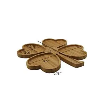 JB Home Collection Romantic Heart Shaped Bamboo Serving Tray, 11"x9.5"