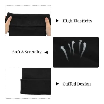 Century Star Black Beanie - Soft Knit Winter Cap