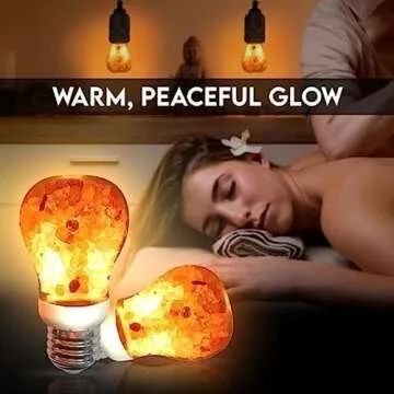 Himalayan Glow Salt Light Bulbs - Soft Amber Glow, 60-Watt Equivalent
