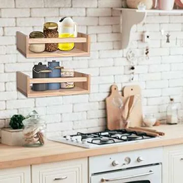 Birola Natural Wood Floating Nursery Shelves - Set of 2