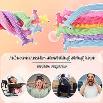18Pack Stretchy Fidget Toy,Upgraded Sensory String,Colorful Stretchy Strings Fidget Toy for Kids,Adults,Autism,Stress Relief,Strengthen Arms,Build Resistance,Calm and Relax Present