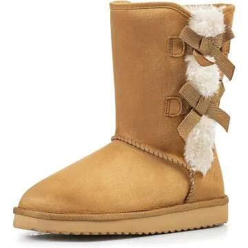 KRABOR Women's Suede Snow Boots - Mid-Calf Winter Style