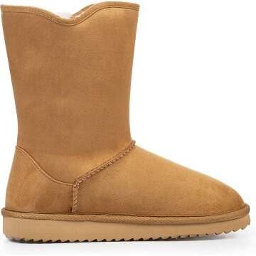 KRABOR Women's Suede Snow Boots - Mid-Calf Winter Style