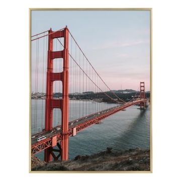 Frametory, 18x24 Aluminum Frame, Metal Wall Mount Frame for Prints with Real Glass, Great for Photos, Artworks, Posters, Puzzle (Gold, 1-Pack)