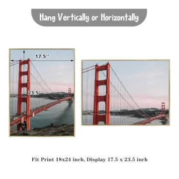 Frametory, 18x24 Aluminum Frame, Metal Wall Mount Frame for Prints with Real Glass, Great for Photos, Artworks, Posters, Puzzle (Gold, 1-Pack)
