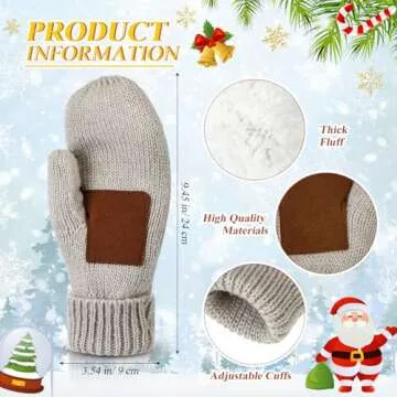 Coume Women Mittens Winter Gloves Cozy Thick Knitted Gloves Warm Soft Lining Cold Weather Mittens Gi...