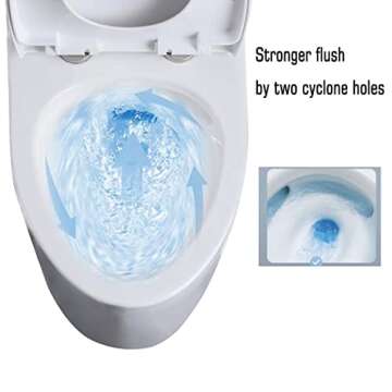 SouNor 12"Rough in Elongated Ceramics One Piece Toilet with Soft Closing Seat,3-Inch Flush Valve,Top Dual Flush(1.1/1.6 GPF) for Modern Bathroom Easy Install Comfort Water Closet, White (1012).