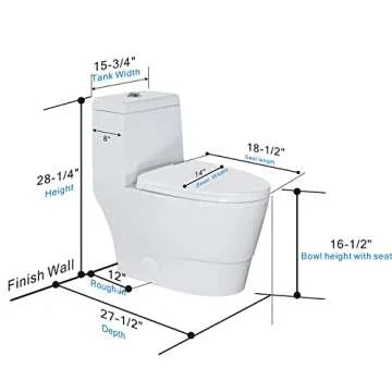 SouNor 12"Rough in Elongated Ceramics One Piece Toilet with Soft Closing Seat,3-Inch Flush Valve,Top Dual Flush(1.1/1.6 GPF) for Modern Bathroom Easy Install Comfort Water Closet, White (1012).