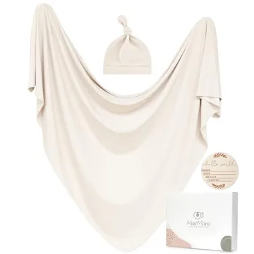 MairMore Baby Swaddle Receiving Blankets with Matching Beanie Set for Newborns