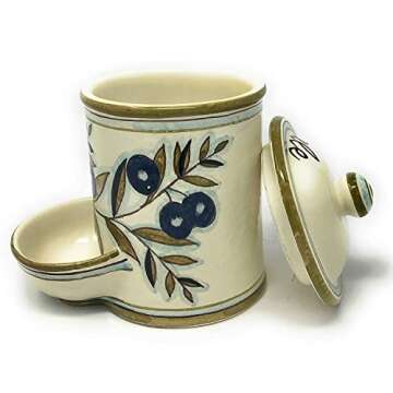 CERAMICHE D'ARTE PARRINI- Italian Ceramic Jar Salt Holder Decorated Country Hand Painted Made in ITA...