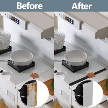 Silicone Stove Gap Covers (2PCS), 25 inch Stove Gap Filler, Stove Guard for Kitchen Oven Counter Side Gap, Heat Resistant and Easy Clean Oven Gap Filler, Black