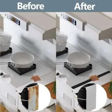 Silicone Stove Gap Covers (2PCS), 25 inch Stove Gap Filler, Stove Guard for Kitchen Oven Counter Side Gap, Heat Resistant and Easy Clean Oven Gap Filler, Black