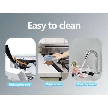 Silicone Stove Gap Covers (2PCS), 25 inch Stove Gap Filler, Stove Guard for Kitchen Oven Counter Side Gap, Heat Resistant and Easy Clean Oven Gap Filler, Black