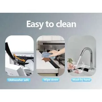 Silicone Stove Gap Covers (2PCS), 25 inch Stove Gap Filler, Stove Guard for Kitchen Oven Counter Side Gap, Heat Resistant and Easy Clean Oven Gap Filler, Black