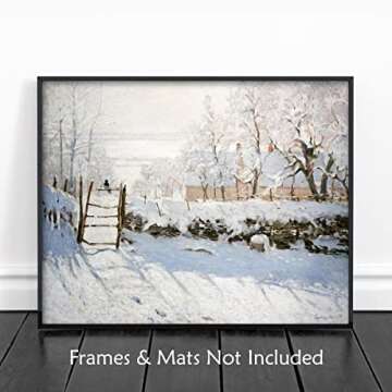 The Magpie Farm Art Winter Print - Vintage French Landscape, Claude Monet - Unframed