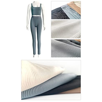 LICOBOD Casual Workout Sets 2 Piece Outfits for Women Ribbed Crop Tank Top High Waist Yoga Leggings Lounge Wear Tracksuit