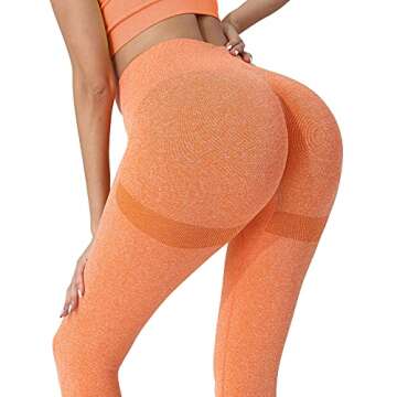 CHRLEISURE Butt Lifting Workout Leggings for Women, Scrunch Butt Gym Seamless Booty Tight (Orange, S)
