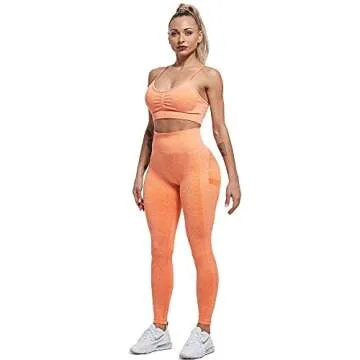 CHRLEISURE Butt Lifting Workout Leggings for Women, Scrunch Butt Gym Seamless Booty Tight (Orange, S)